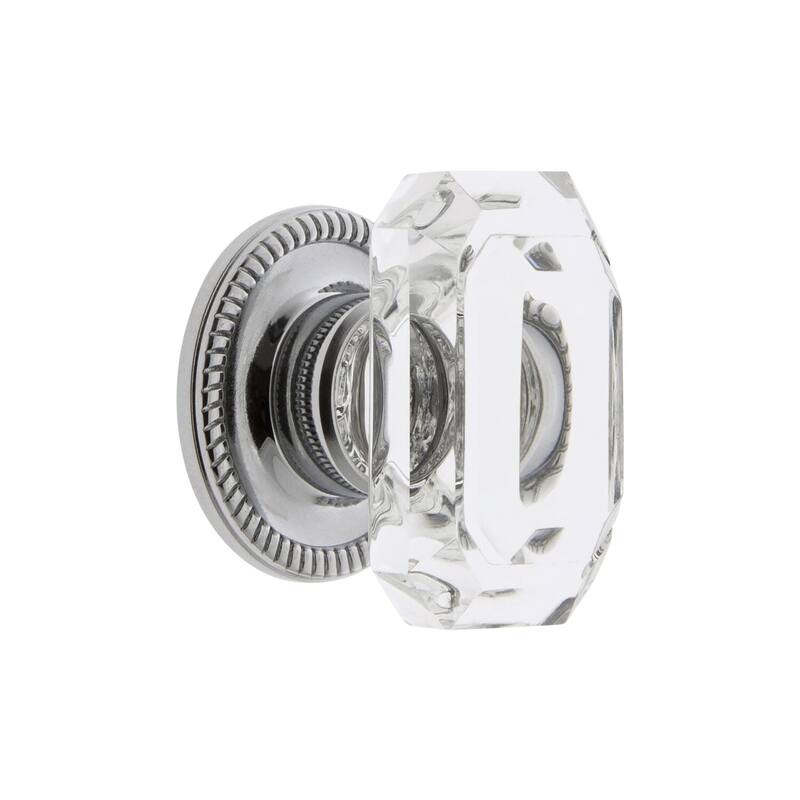 Grandeur BAGU-KNOB-NEWP-LG Baguette 1-3/4" Glam Emerald Cut Crystal - Bright Chrome