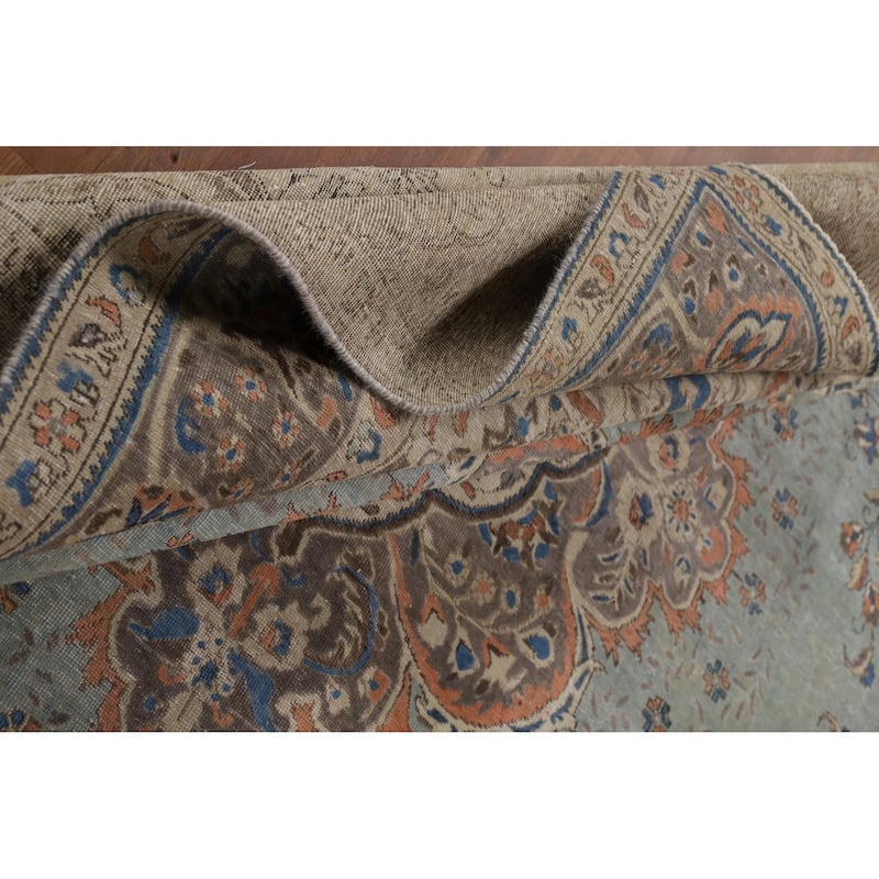 Blue Medallion Tabriz Persian Rug Oriental Handmade Wool Carpet - 9'7"x 11'9"