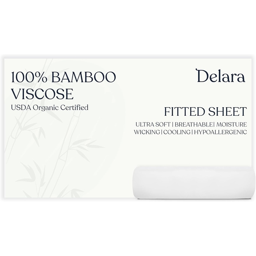 Delara Viscose Derived from Bamboo Fitted Sheet, Deep Pocket, Ultra-Soft Cooling Fitted Bed Sheet