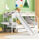 preview thumbnail 11 of 10, Twin over Twin Bunk Bed with Storage Staircase, Slide, and Multifunctional Desk with Drawers and Shelves