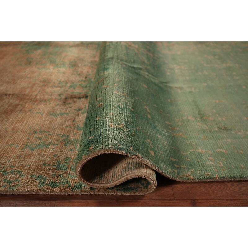 Contemporary Colorful Abstract Indian Rug Hand-Knotted Wool Carpet - 6'7" x 9'10"
