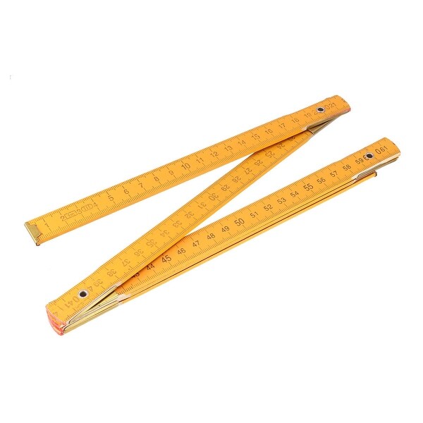 Folding Ruler 100cm 5 Fold Metric Measuring Tool Wooden for Engineer Yellow