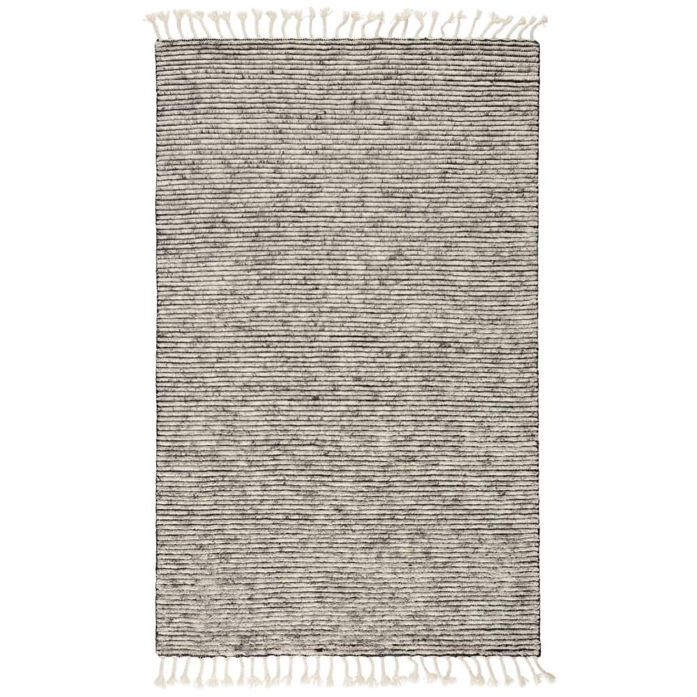 Shea Hand-Knotted Stripe White/ Gray Area Rug