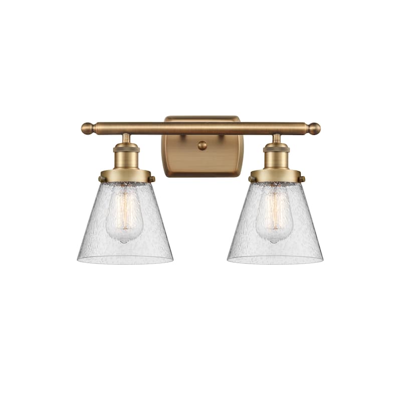 Innovations Lighting Ballston Urban Cone - 2 Light 16" Bath Vanity Light - Brushed Brass/Seedy