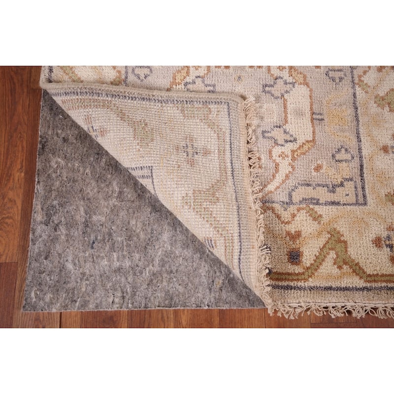Ivory & Beige Oushak Indian Runner Rug Hand-Knotted Wool Carpet - 2'8"x 9'10"