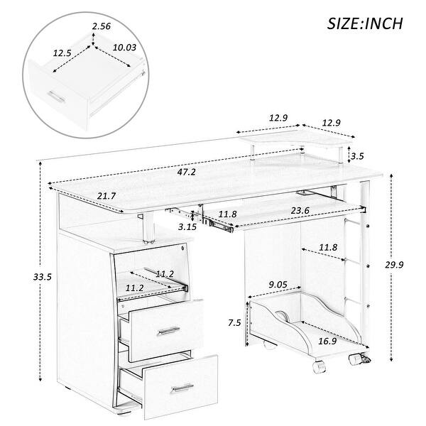 Moda Computer Desk Table with Keyboard Tray and Drawers - Bed Bath ...