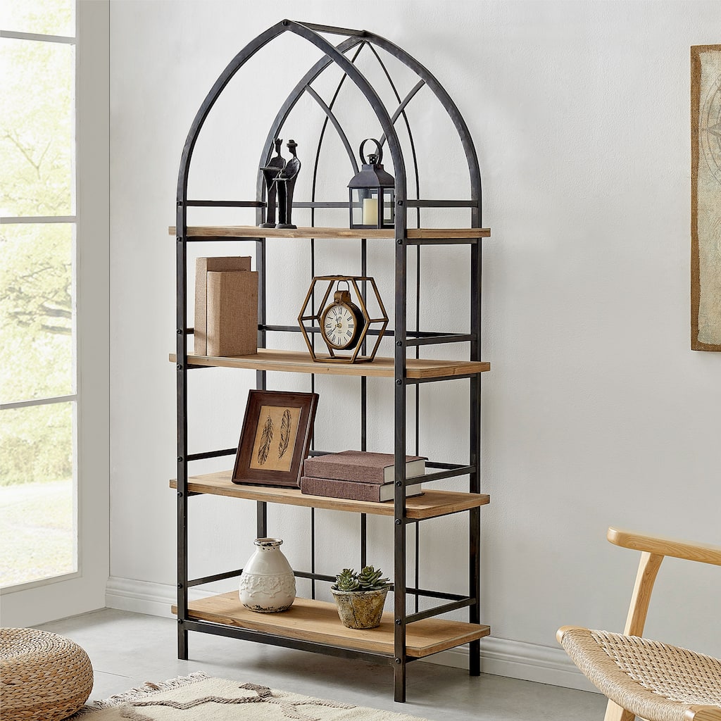 FirsTime & Co. Natural Ridgeway Arch Etagere Bookcase, Wood Top, Metal Frame