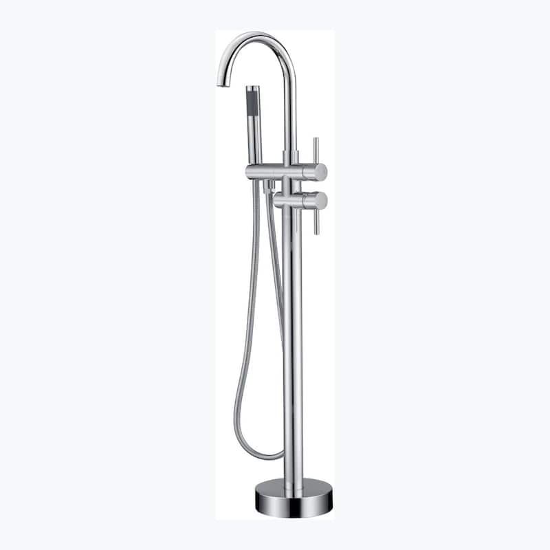 Floor Mount Bathtub Filler with Handheld Shower, Gold/Black/Sliver Freestanding Bathtub Faucet, Stand Alone Tub Faucet