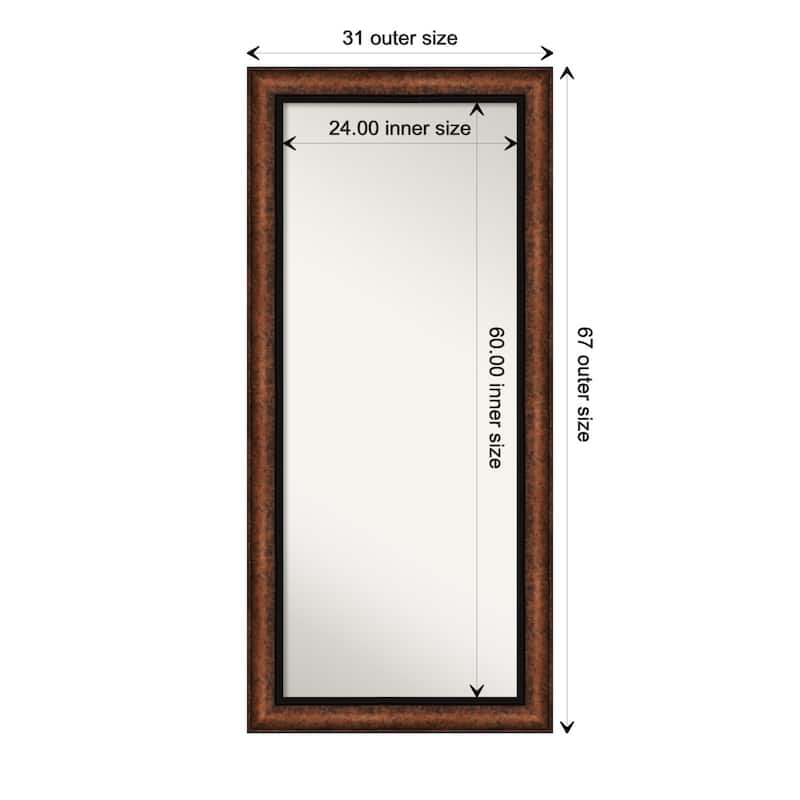Non-Beveled Wood Full Length Floor Leaner Mirror 30.5 x 66.5 in. - Vogue Bronze Frame - Hued Bronze - 31 x 67 in