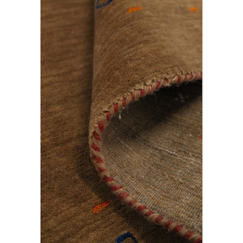 Hand Knotted Oriental 100% Wool Carpet Tribal Animal Pictorial Brown Gabbeh Area Rug - 8' 1'' X 4' 1''