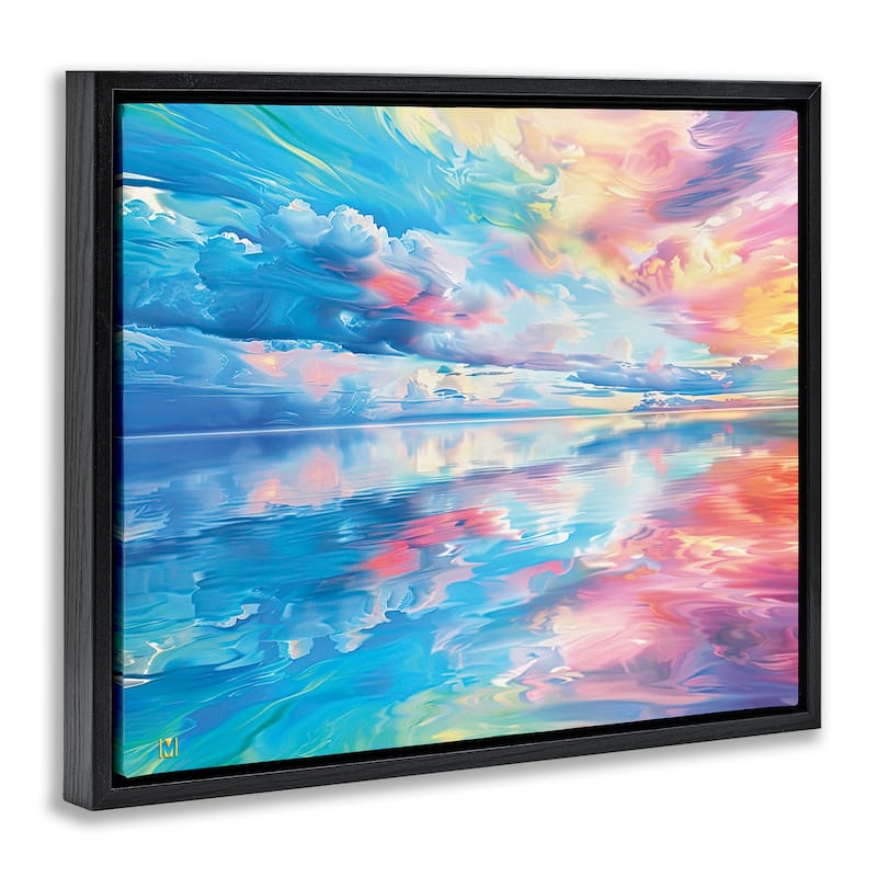 Stupell Prismatic Rainbow Sunset Framed Floater Canvas Wall Art Design By Michael Ward