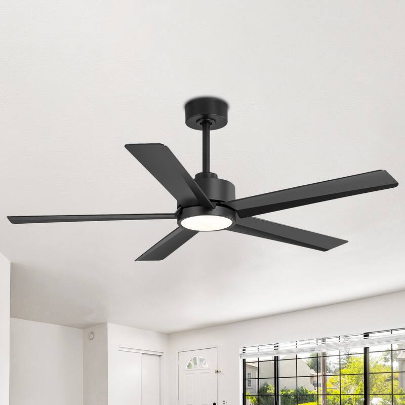 52 Inches 5-Blade Black Integrated LED Ceiling Fan with Light Kit and Remote