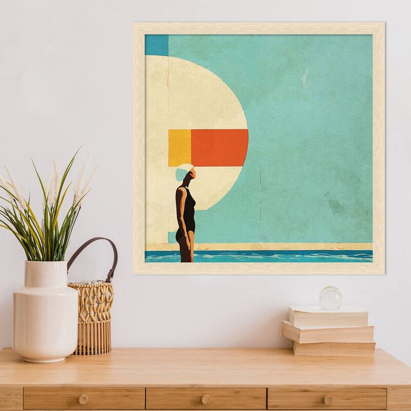 Mid Century Pool by Layla Oz Wood Framed Wall Art Print