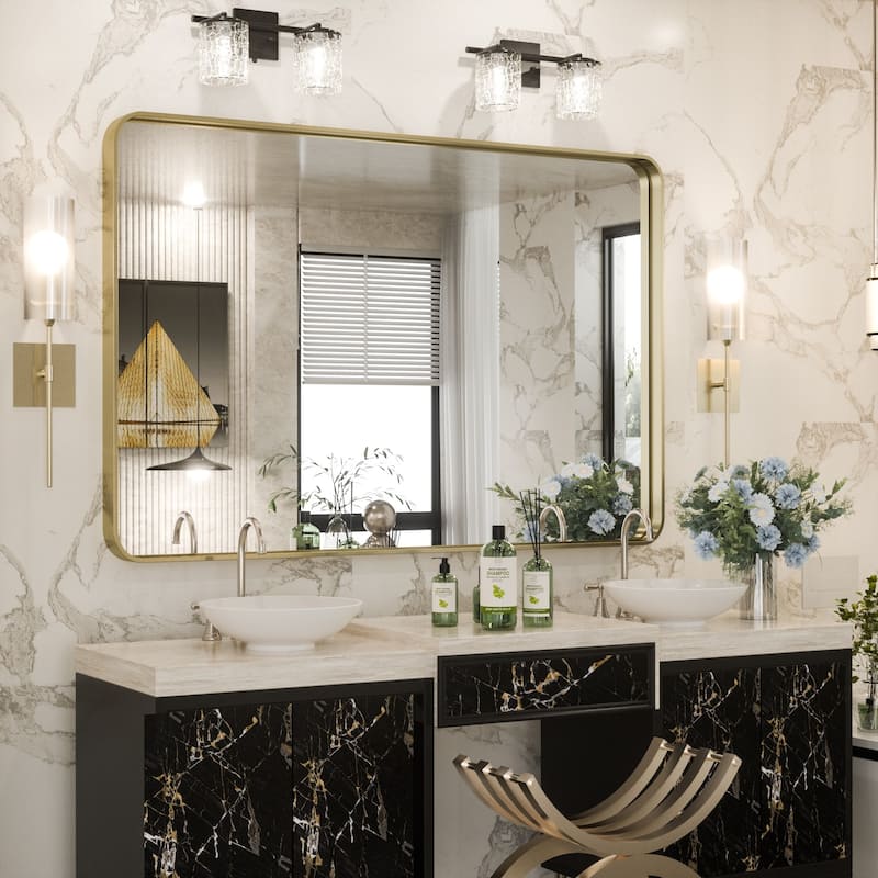 TokeShimi Modern Metal Frame Bathroom Vanity Wall Mirror - 40x30 - Gold