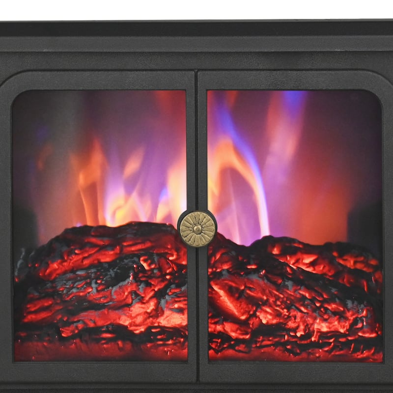 1500W Freestanding Electric Stove Fireplace Heater with Realistic Flame and Overheat protection - 14" L x 8.11" W x 18.9" H
