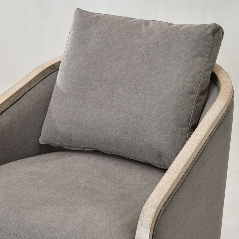 KINWELL 30" Wide Fabric Upholstered Swivel Barrel Chair, Accent Armchair for Living Room, Bedroom