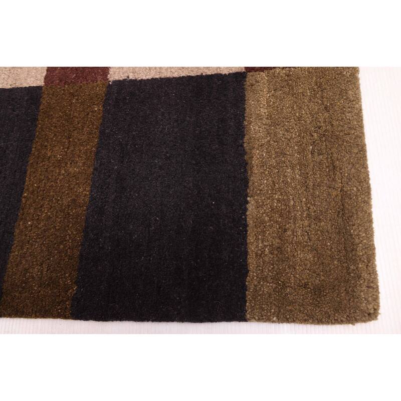 ECARPETGALLERY Hand-knotted Opulence Dark Brown Wool Rug - 4'1 x 5'11