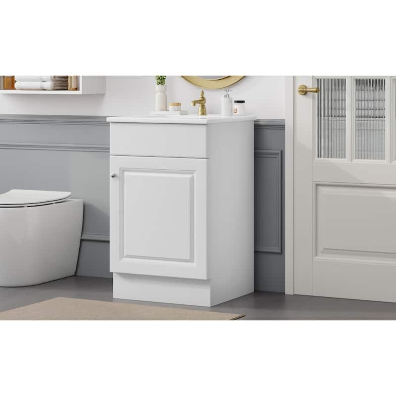 Bathroom Vanity with Sink, Vanity Set with Adjustable Shelf, Bathroom Cabinet with Storage Rack and Soft Closing Door