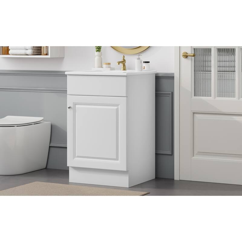 Roomfitters Bathroom Vanity with Sink, Small Cabinet with Door Shelf and Adjustable Shelf