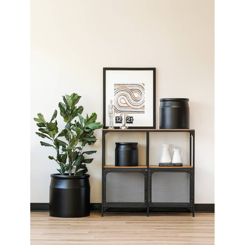 Indoor/Outdoor Large 1-piece Minimalist Fiberstone Lightweight Round Milk Jug Jar Farmhouse Decor Planter Pot - 17, 13, 10 in