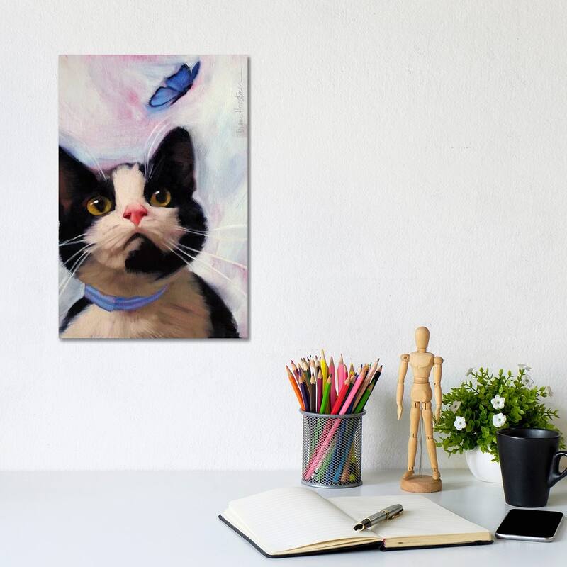 iCanvas "Cat And Butterfly" by Diane Hoeptner Canvas Print - 12x8x0.75