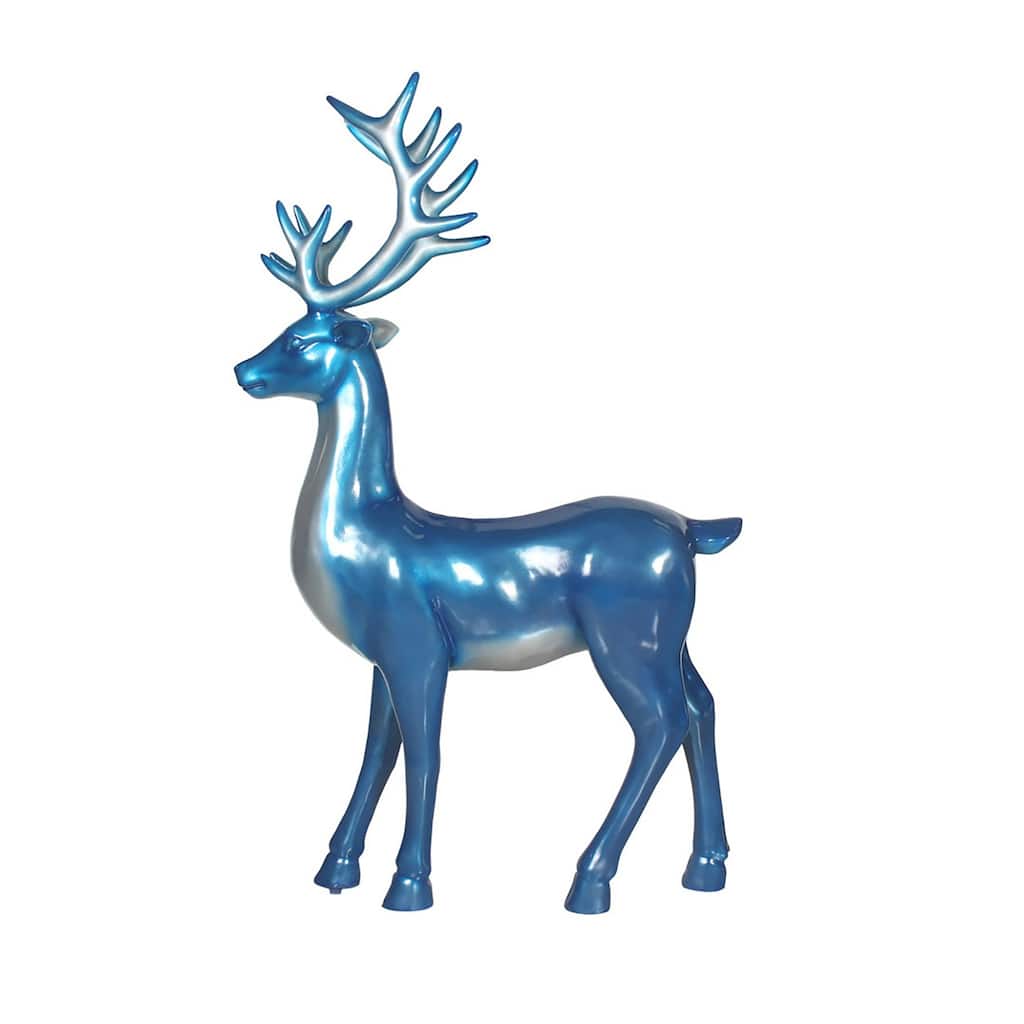 Standing Reindeer Commercial Fiberglass Outdoor Christmas Decoration - 70" - Blue