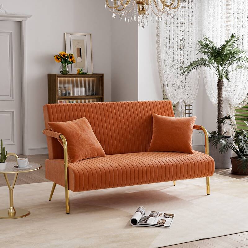 Ouyessir Upholstered Loveseat, Tufted Back Couch, Accent Armchair with 2 Pillows