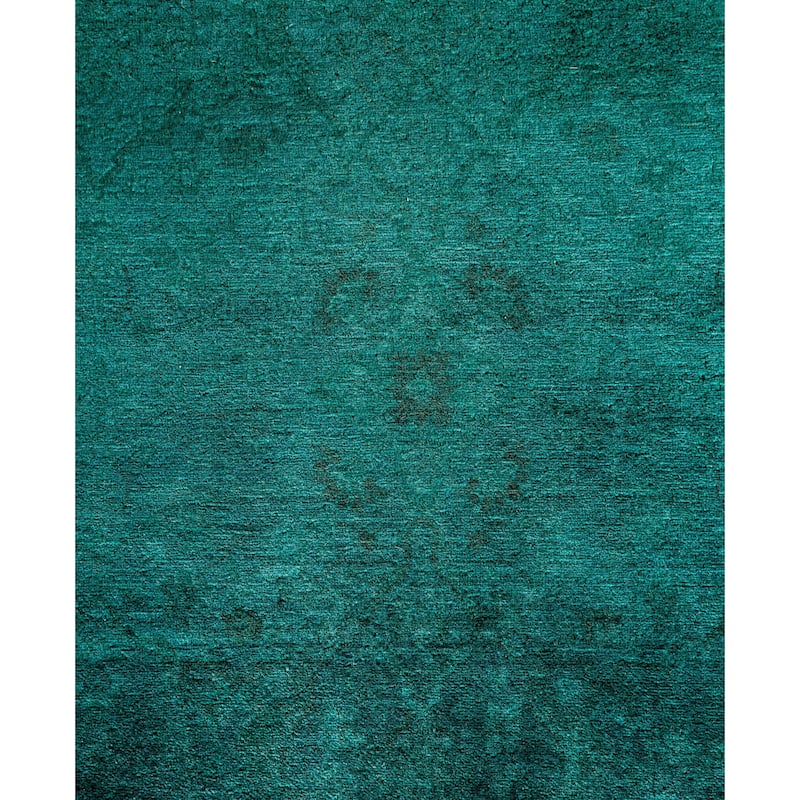 Overdyed One-of-a-Kind Hand-Knotted Area Rug - Green - 6' 1" x 8' 10"