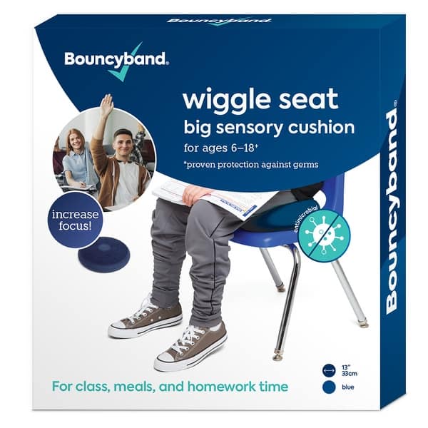 slide 2 of 5, Antimicrobial Big Wiggle Seat Sensory Cushion, Blue 13"/33cm