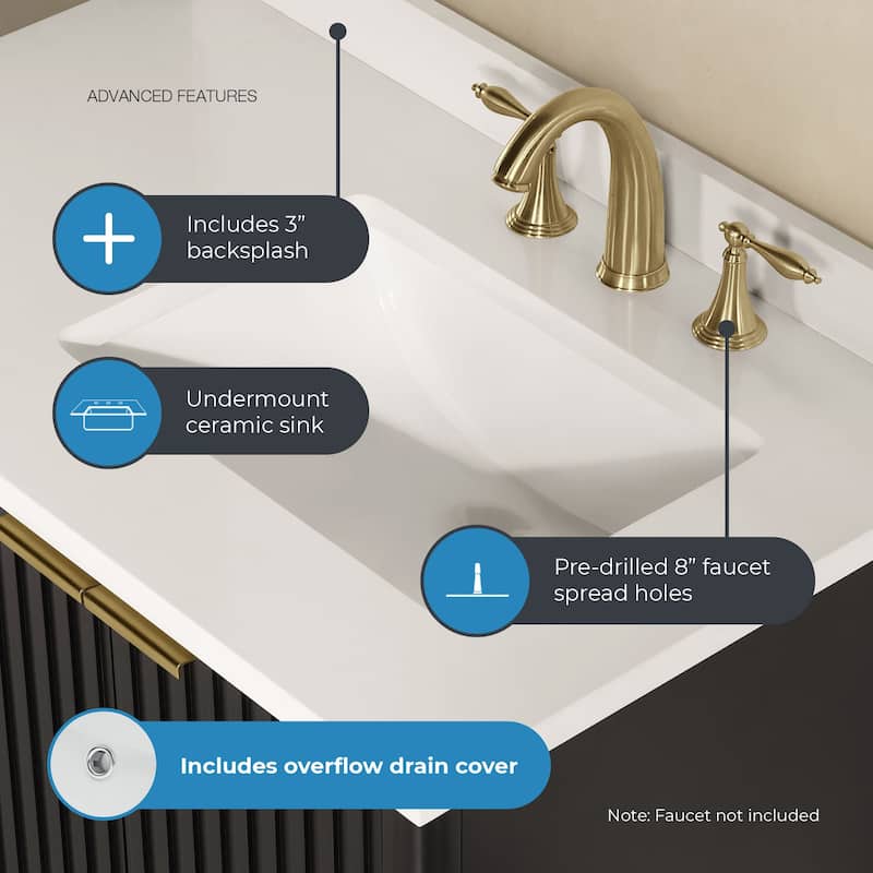 Gabi Bathroom Vanity with White Engineered Stone Top
