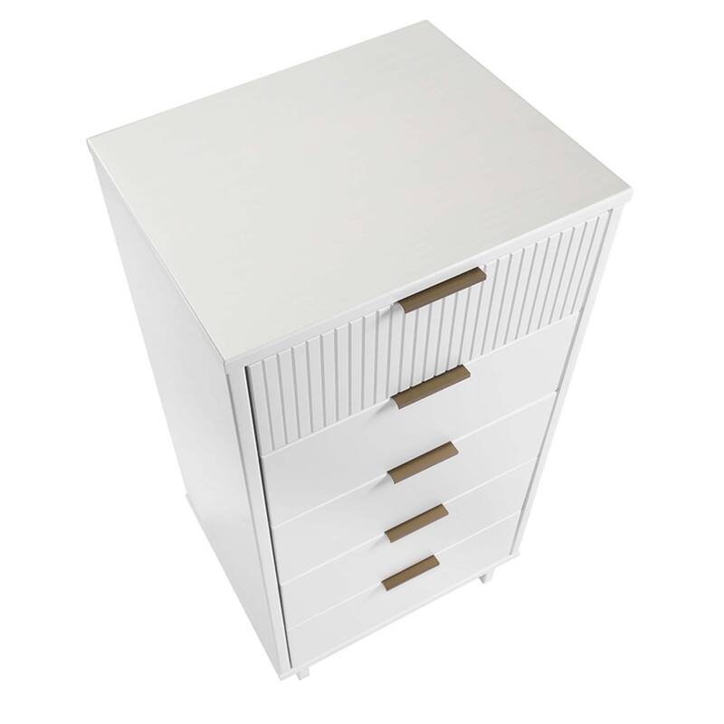 Manhattan Comfort 3-Piece Granville Modern Solid Wood Narrow Chest Dresser Nightstand Set.