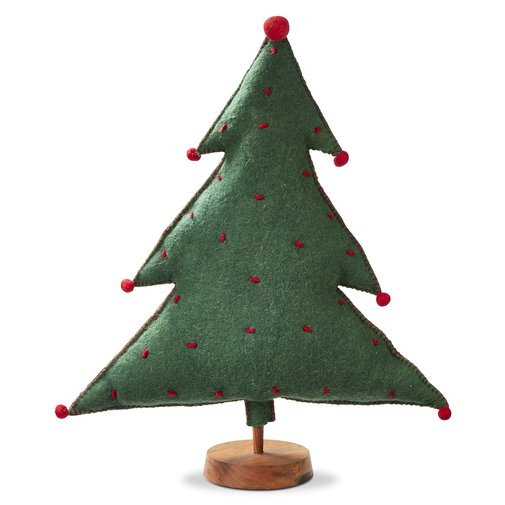 Merry Tree Felt Green Christmas Tree Tabletop Mantel Decor Large, 24 in