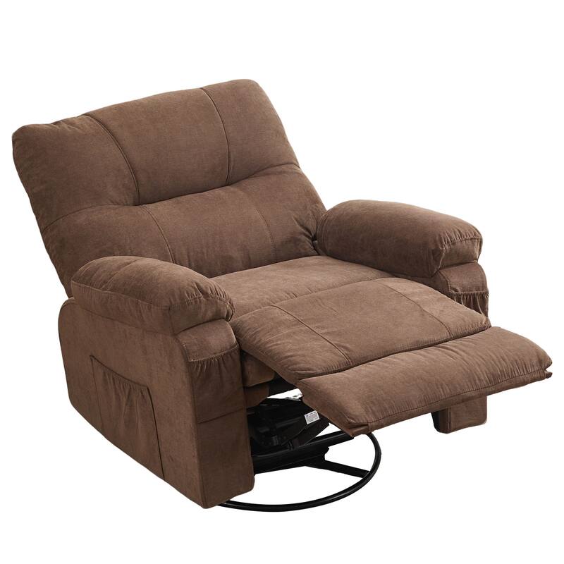 360° Linen Swivel Rocker Recliner with Side Pockets
