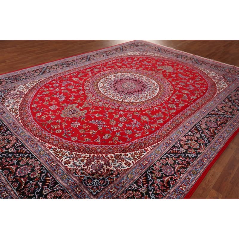 Traditional Floral Kashan Turkish Area Rug Bedroom Machine-Made Carpet - 9'8" x 13'3"