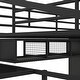 preview thumbnail 13 of 15, Full Size Space-Saving Metal Loft Bed With Table Set And Wardrobe, Black