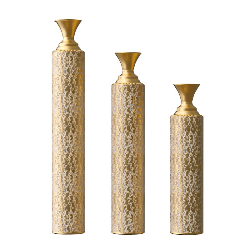 Decorative Vases High distress metal vases with growing vine patterns, set of 3 vases for home decoration 34 ", 29 ", 25 "H