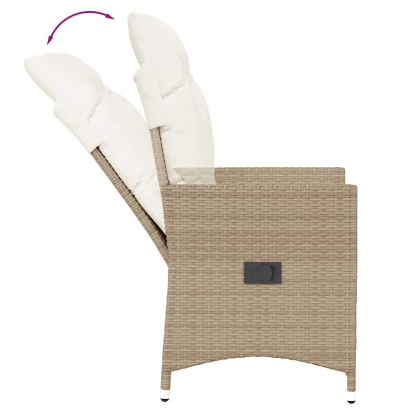 vidaXL Reclining Patio Chairs with Cushions Armchair Outdoor Seating Poly Rattan