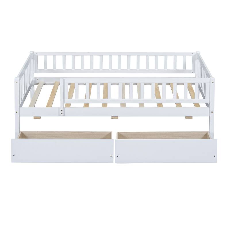 Twin Size Wooden Daybed with Two Drawers, Space-Saving Multi-Functional Sofa Bed