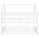 preview thumbnail 19 of 70, Metal House Bed with Metal Grid and Storage Shelves, Twin/Full Size Floor Montessori Bed with Roof Frame and Fence Guardrails