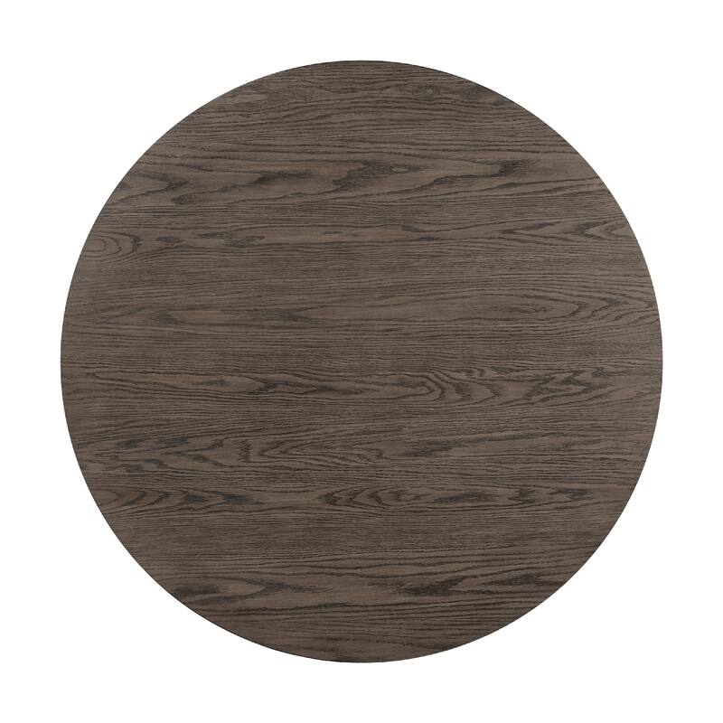 Rowl Counter Height Table, 48 Inch Brown Round Wood Top, Metal Legs