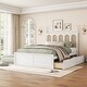 preview thumbnail 2 of 21, Wooden Queen Size Rattan Platform Bed with 2 Big Drawers and Twin Trundle