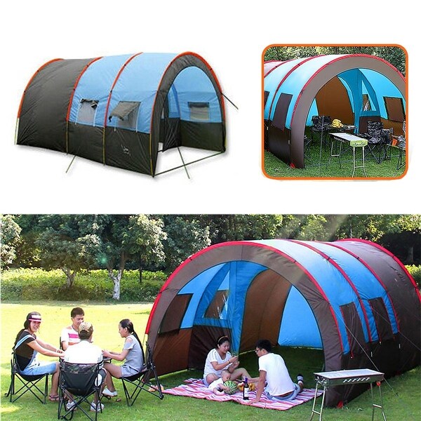 5-8 Person 3 Season Double Layers 2 Rooms Anti Hard Rain Big Family Camping Tent 