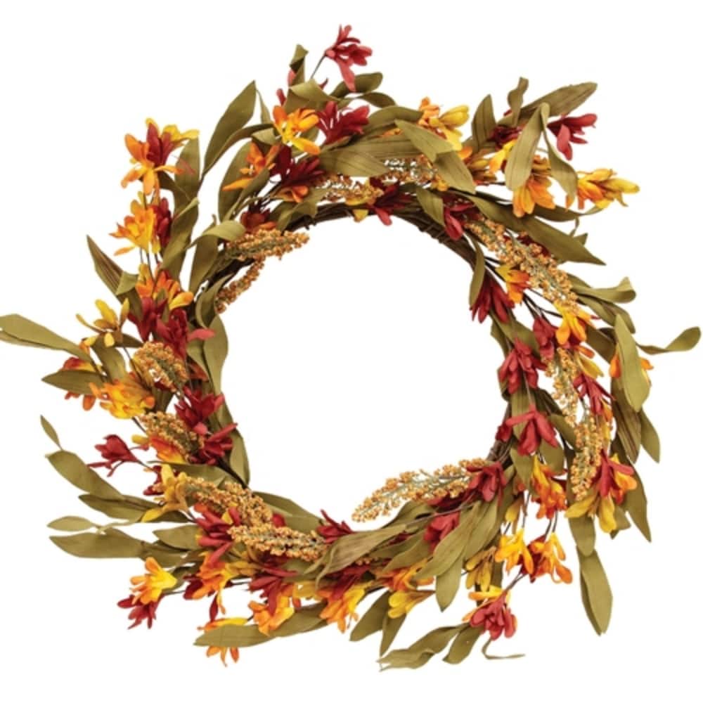 Harvest Wildflower and Heather Wreath Fall Wall Hanging 22 Inch