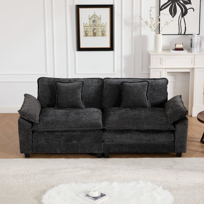 Roomfitters Cloud Loveseat Sofa, Modern Chenille Upholstered 2-Seater with Deep Cushions and Wide Armrests