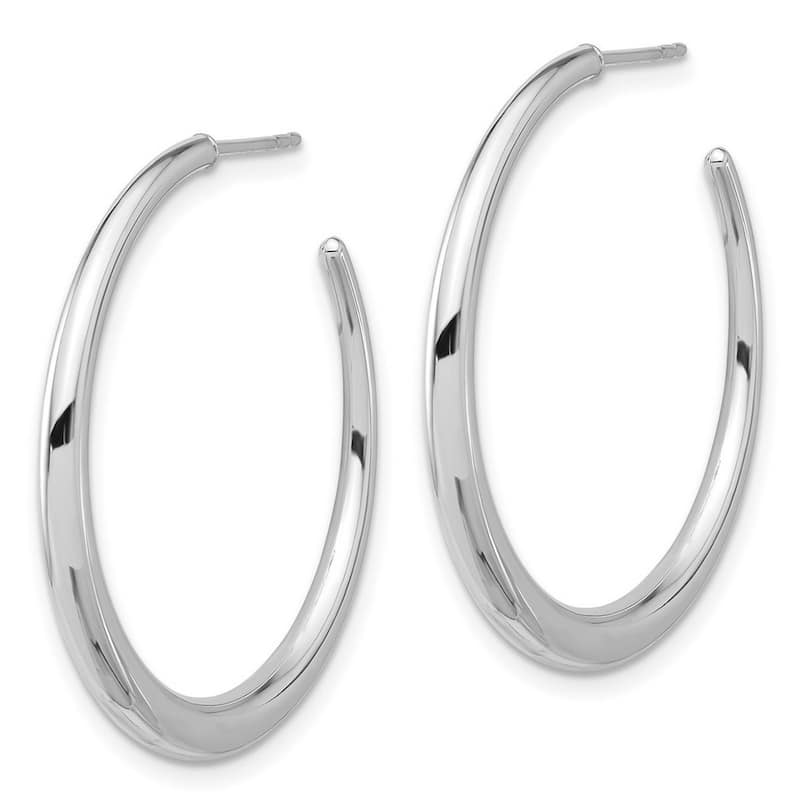 Curata 14k White Gold Polished Hoop Post Earrings - 32.1x32.2mm