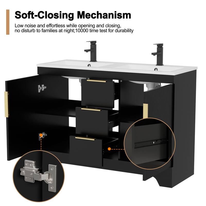 Vertical Stripes Bathroom Vanity Set with Sink Top & Faucet