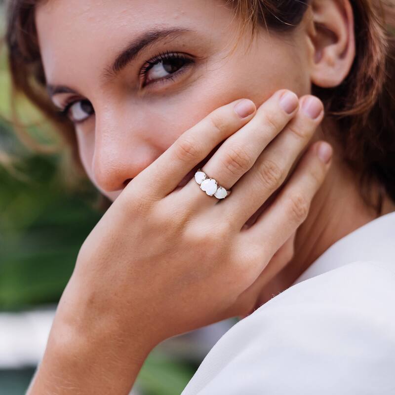 Miadora 2 1/5ct TGW Opal 3-Stone Heart Ring in Sterling Silver