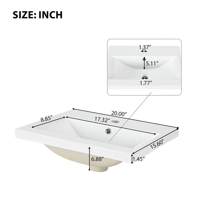 Small Bathroom Vanity with Sink, Wood Bathroom Cabinet with Glass Door, Single Basin Vanity Set with Two-Tier Shelf