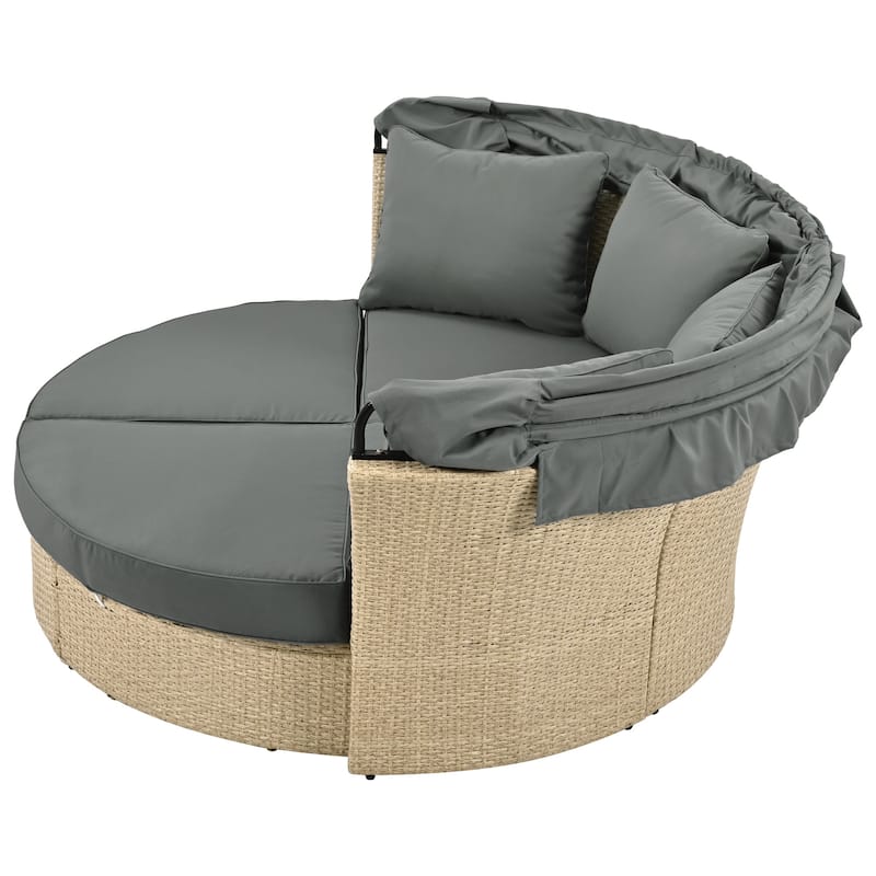 Outdoor Patio Daybed Wicker Rattan Double Daybed