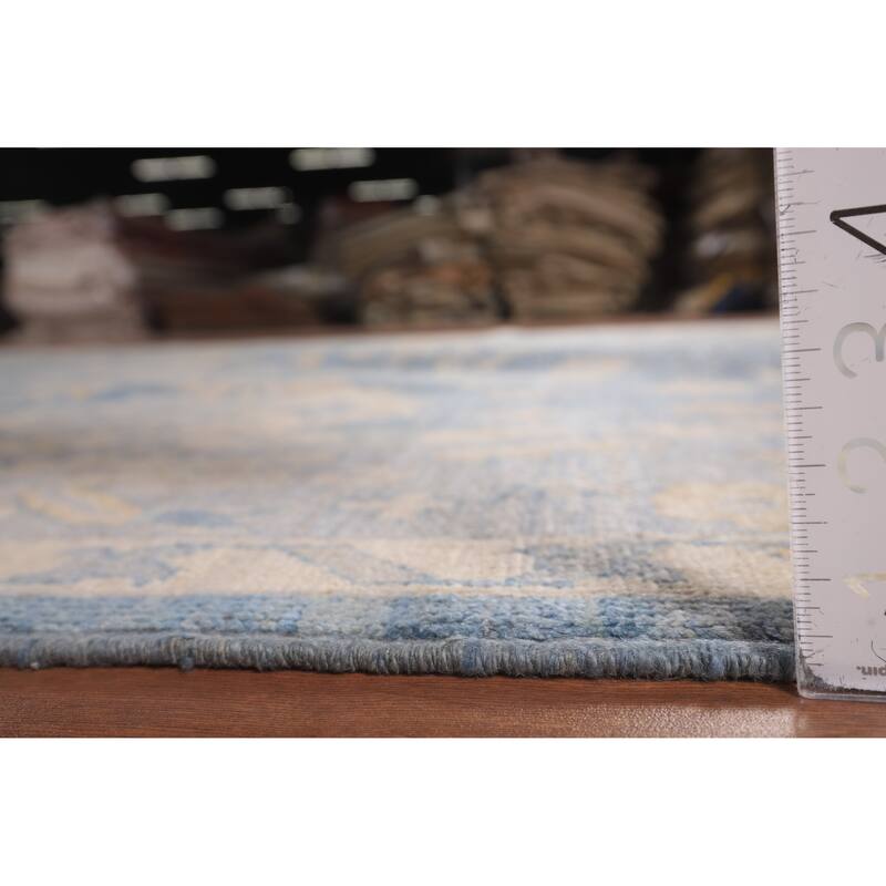 Blue Oushak Vegetable Dye Area Rug Handmade Wool Carpet - 8'2"x 10'0"